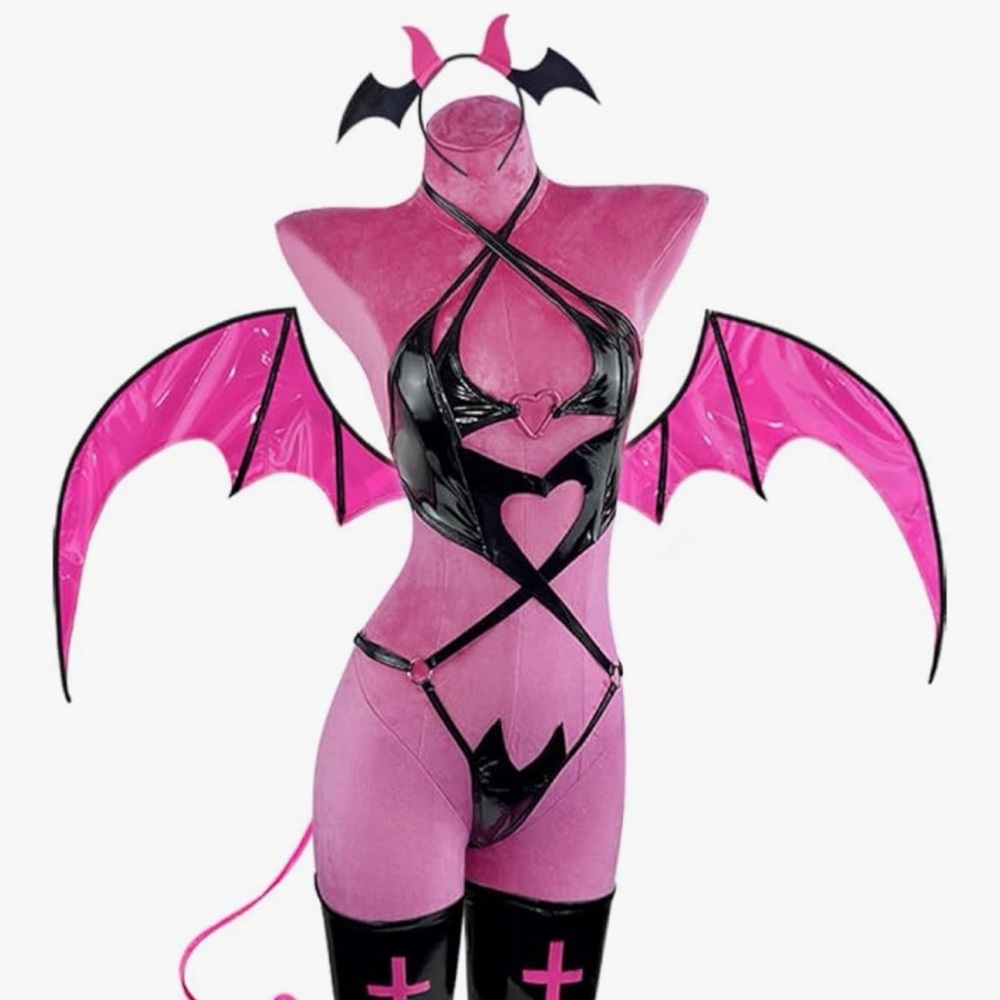 Korura Club Pink & Black Devil Wings Anime Costume
